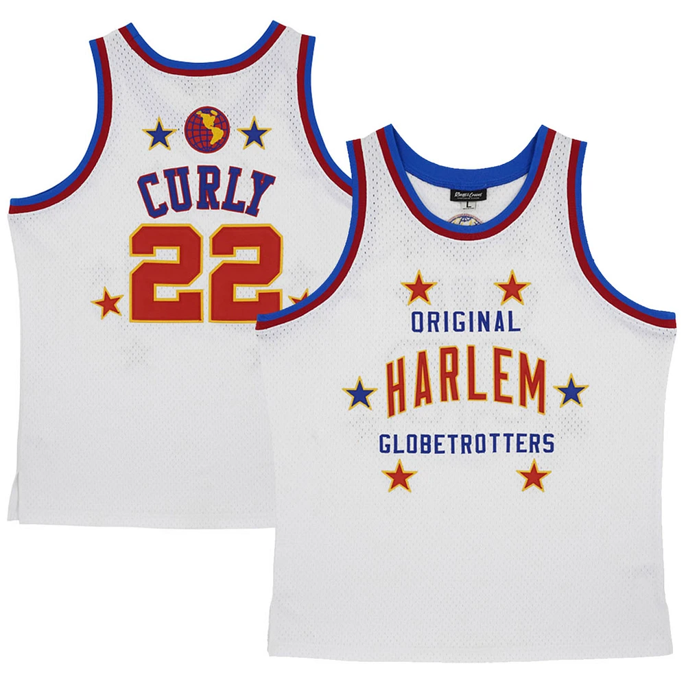 Men's Rings & Crwns Curly Neal White Harlem Globetrotters Throwback Swingman Jersey