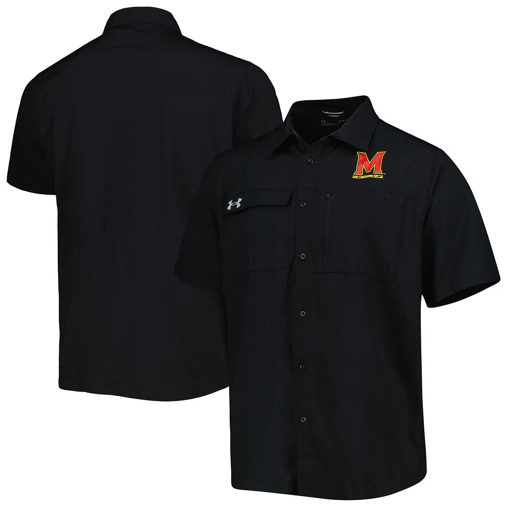 Men's Under Armour Black Maryland Terrapins Motivate Button-Up Shirt