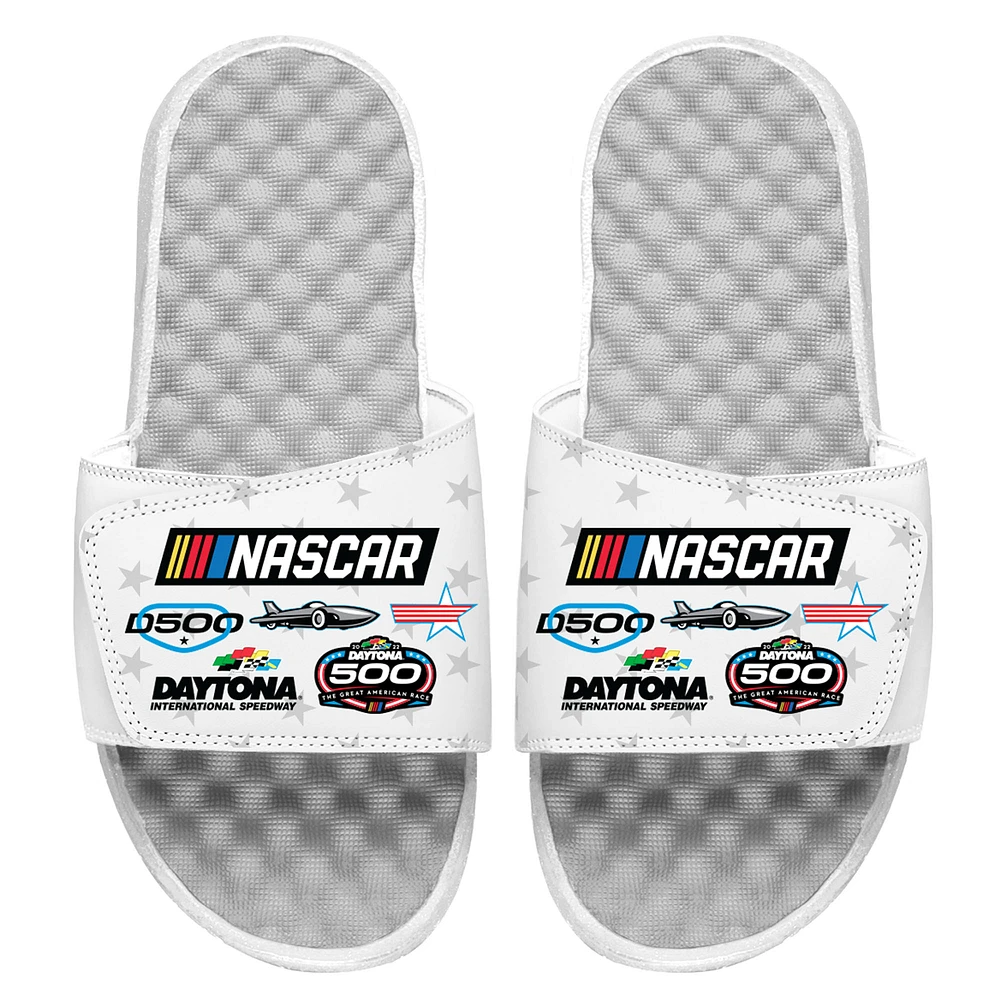 Men's ISlide White NASCAR 2022 Daytona 500 Slide Sandals