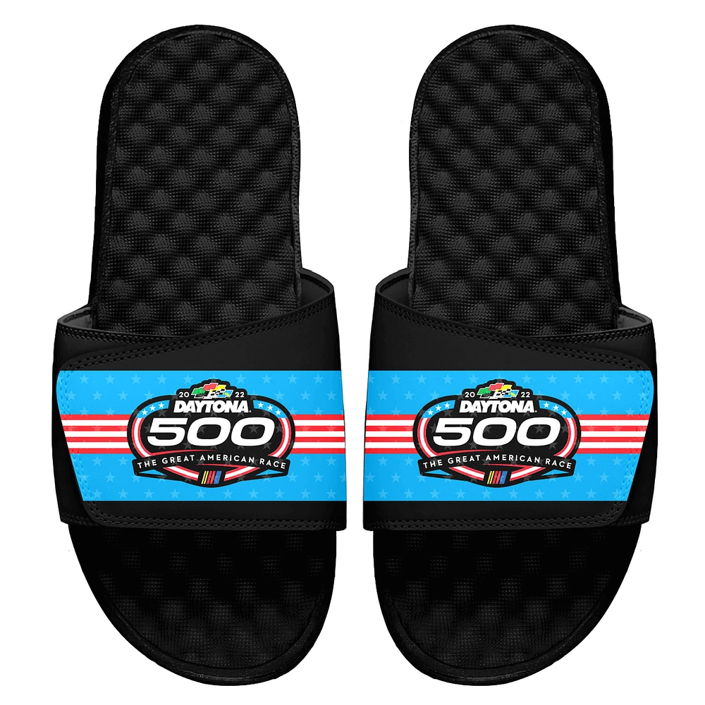 Youth ISlide Black NASCAR 2022 Daytona 500 Stripe Slide Sandals