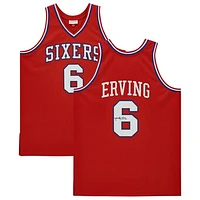 Julius Erving Red Philadelphia 76ers Autographed Mitchell & Ness Hardwood Classics Authentic Jersey