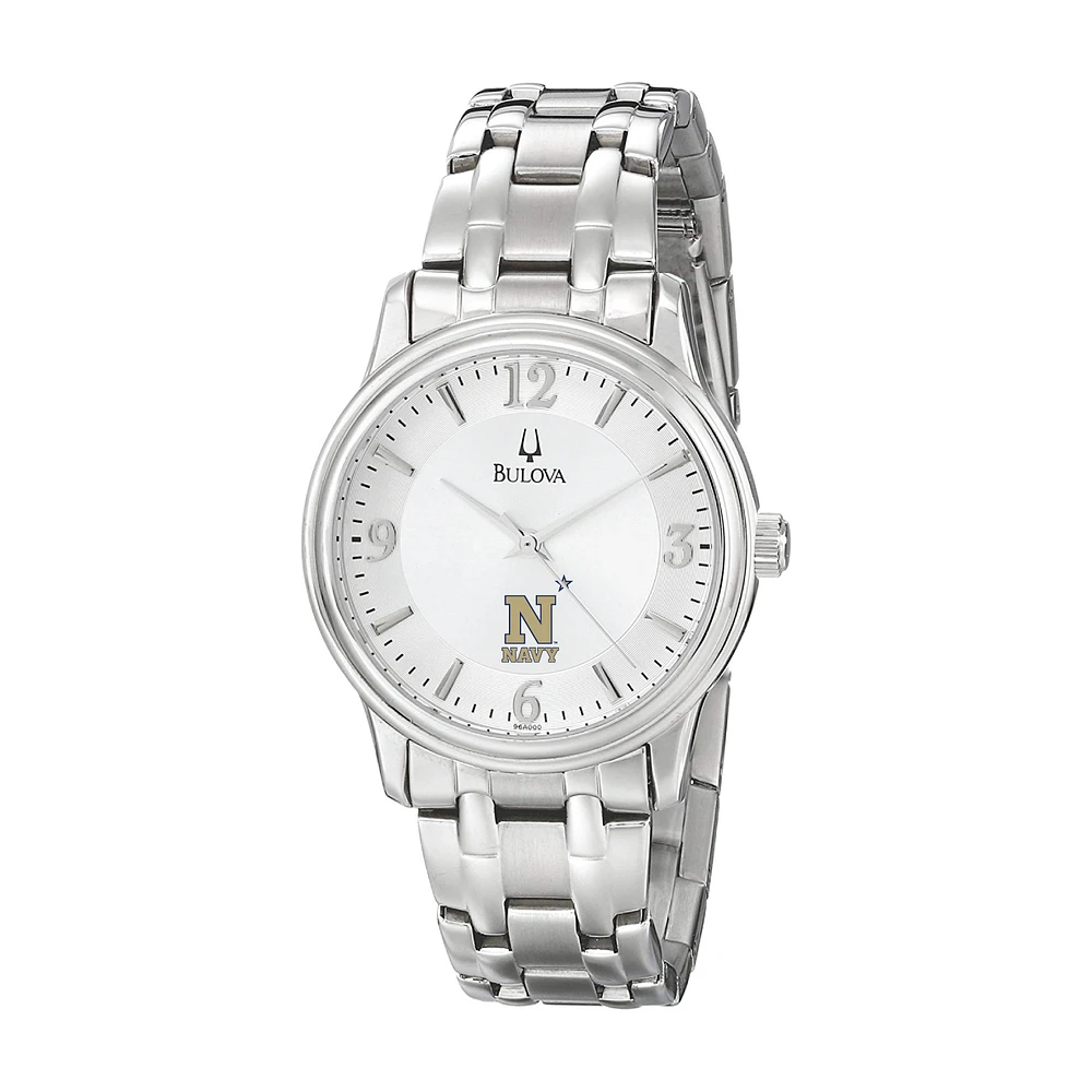 Men's Bulova Silver Navy Midshipmen