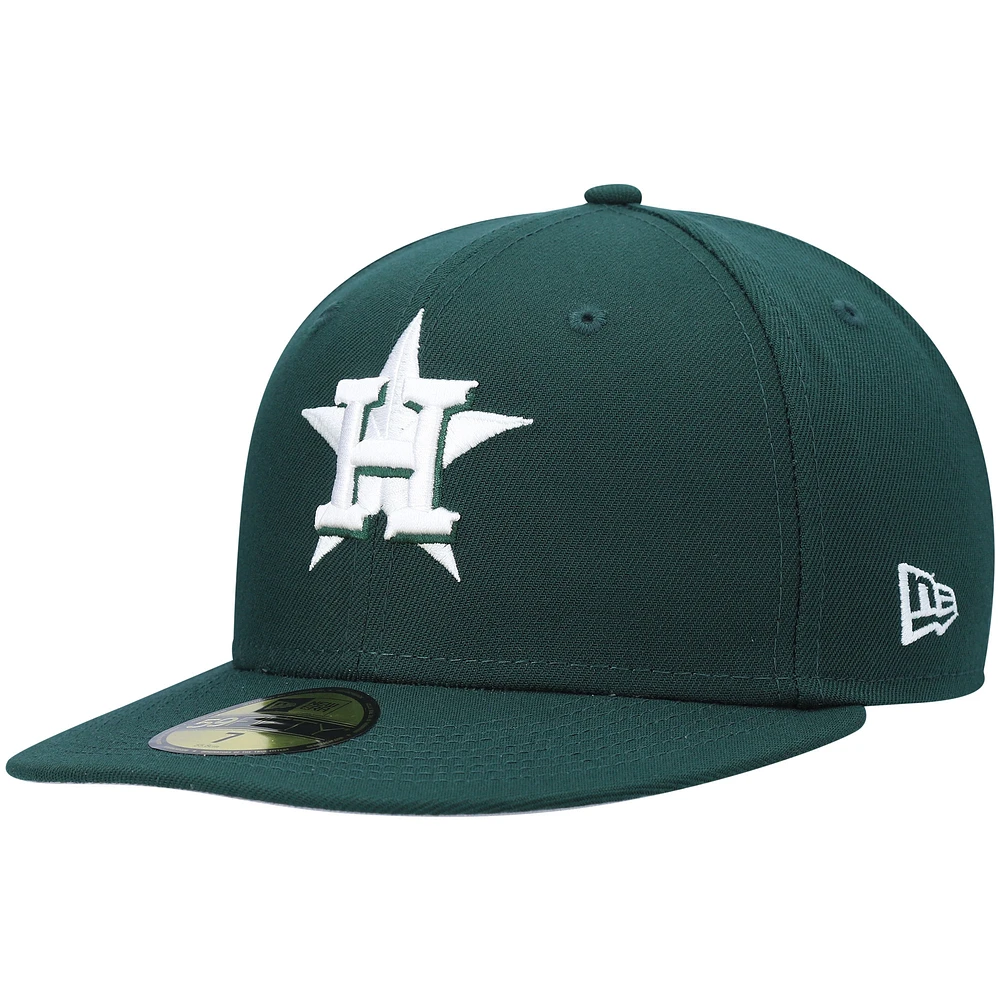 Men's New Era Green Houston Astros White Logo 59FIFTY Fitted Hat