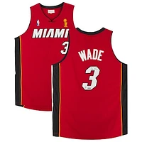 Dwyane Wade Red Miami Heat Autographed Mitchell & Ness Authentic Jersey with "3x NBA Champ" Inscription