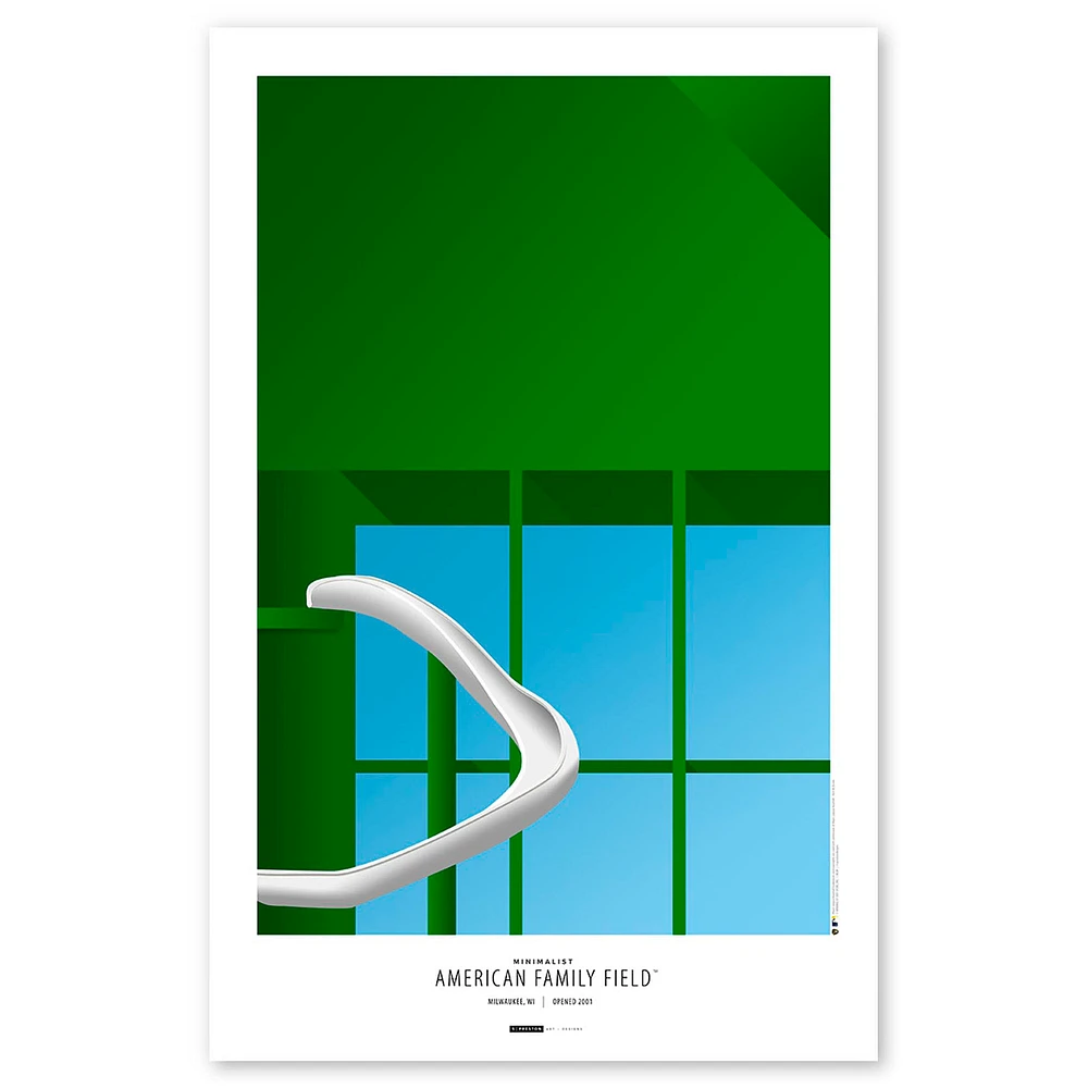 Milwaukee Brewers Minimalist American Family Field 11'' x 17'' Art Poster