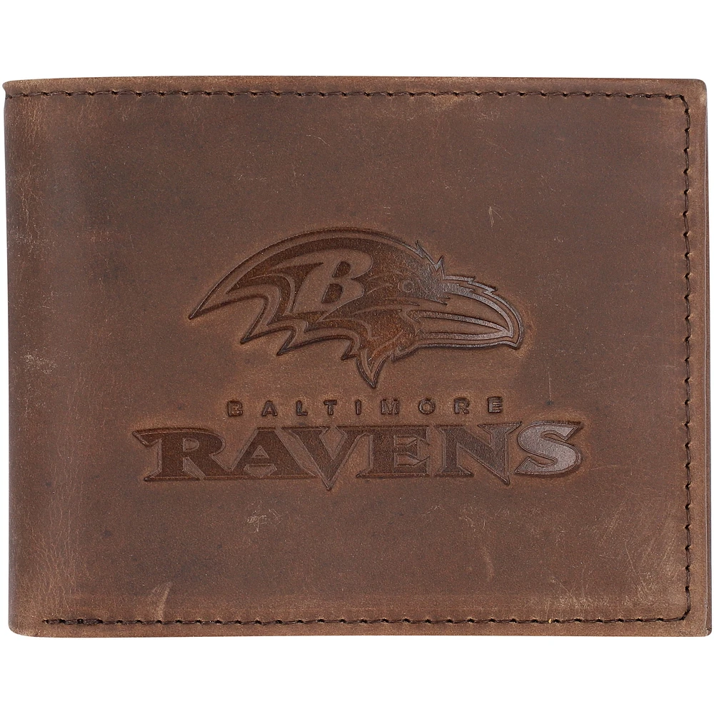 Brown Baltimore Ravens Bifold Leather Wallet