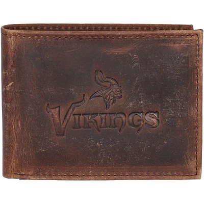 Brown Minnesota Vikings Bifold Leather Wallet
