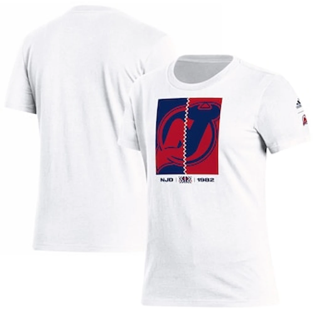 Women's adidas White New Jersey Devils Reverse Retro 2.0 Playmaker T-Shirt