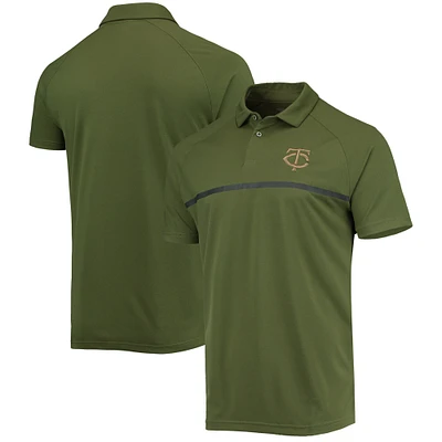 Men's Levelwear Olive Minnesota Twins Delta Sector Raglan Polo