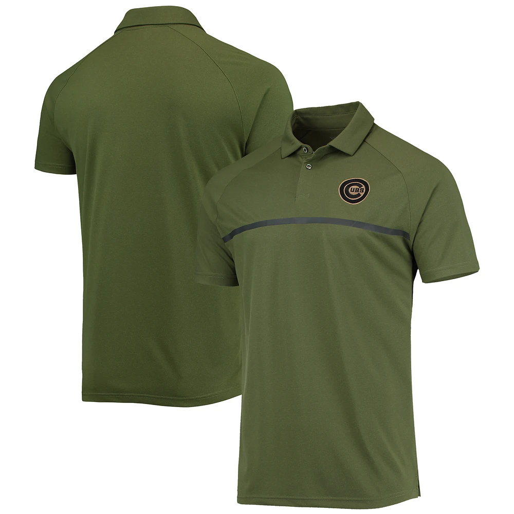 Men's Levelwear Olive Chicago Cubs Delta Sector Raglan Polo