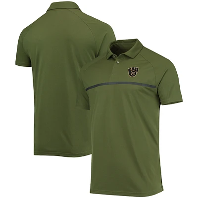 Men's Levelwear Olive Milwaukee Brewers Delta Sector Raglan Polo