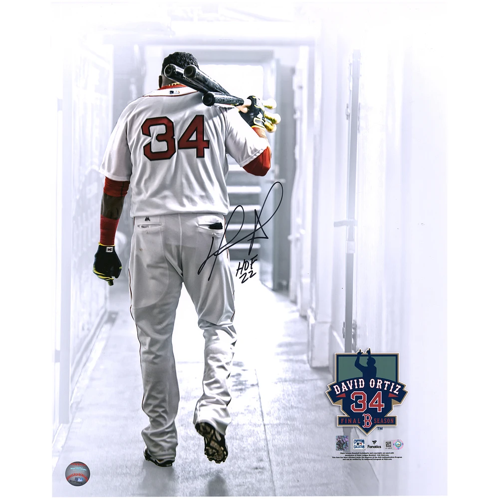 David Ortiz Boston Red Sox Autographed 16" x 20" White Tunnel Photograph with "HOF 22" Inscription