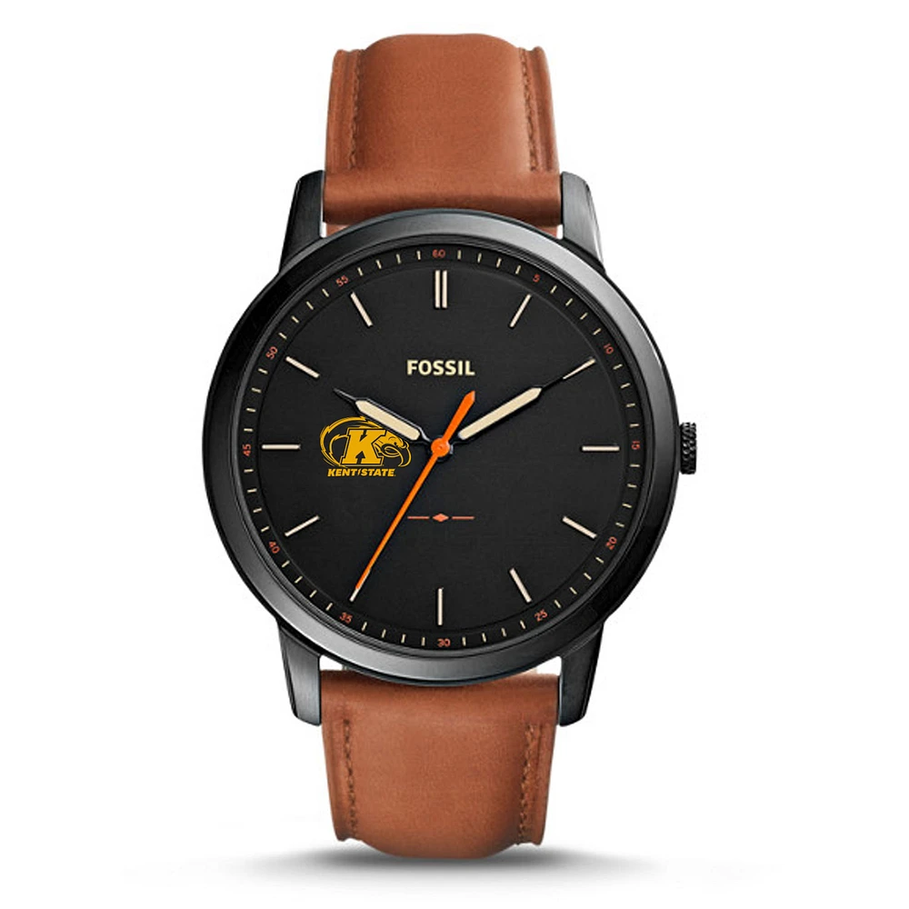 Fossil Kent State Golden Flashes The Minimalist Slim Light Brown Leather Watch