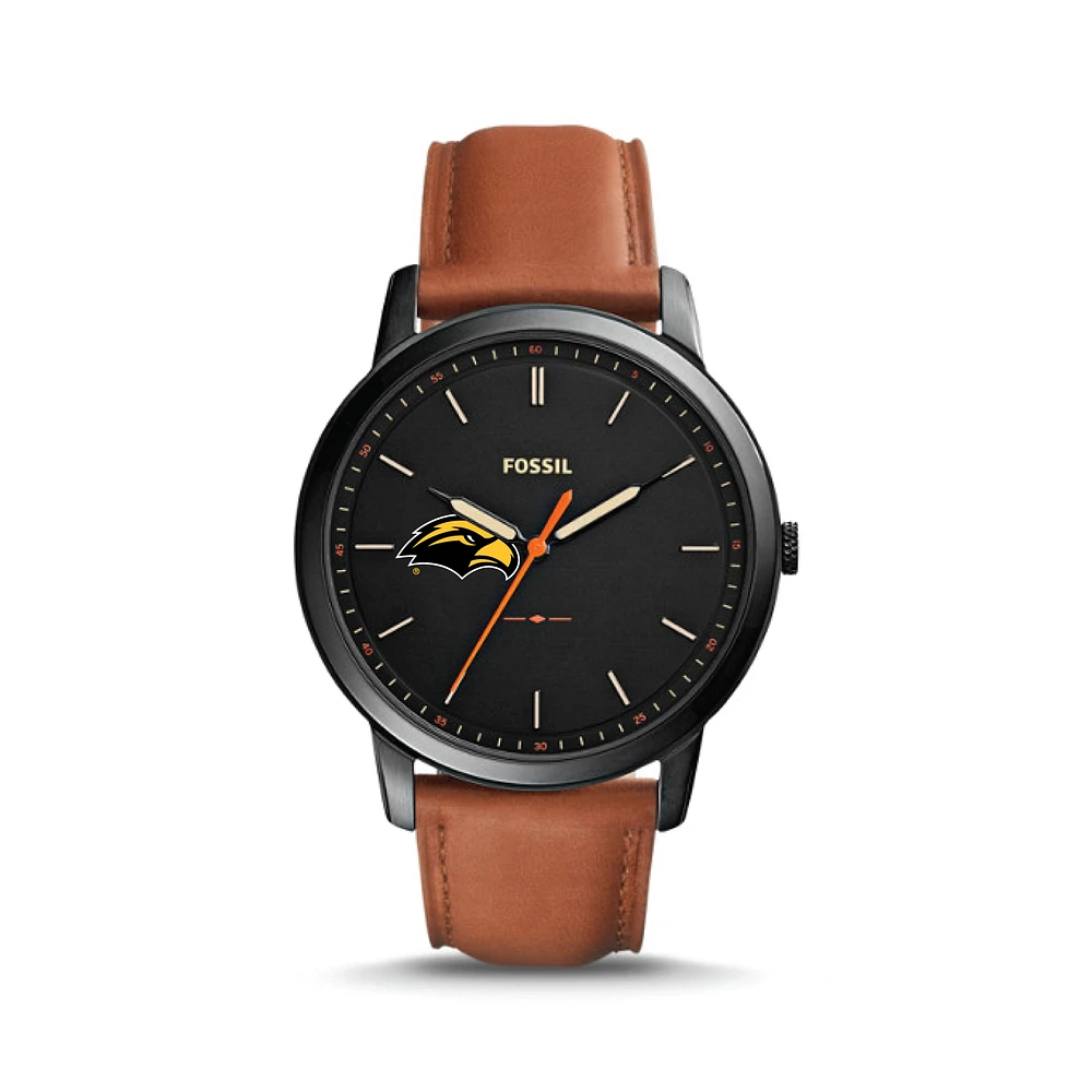 Fossil Southern Miss Golden Eagles The Minimalist Slim Light Brown Leather Watch