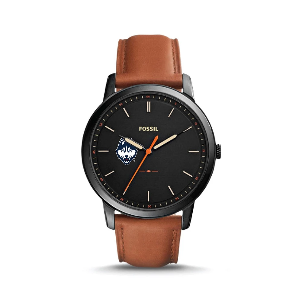 Fossil UConn Huskies The Minimalist Slim Light Brown Leather Watch