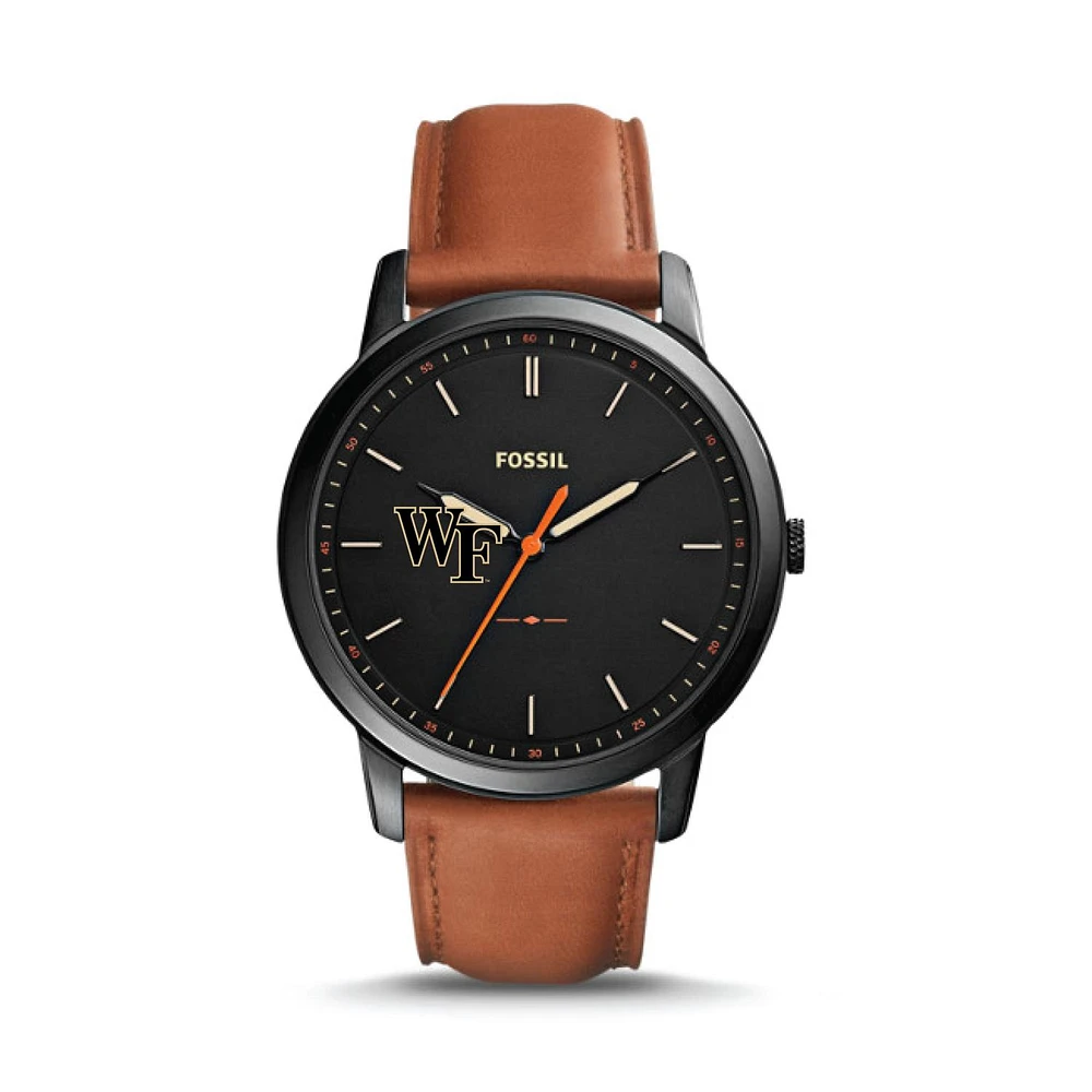 Fossil Wake Forest Demon Deacons The Minimalist Slim Light Brown Leather Watch