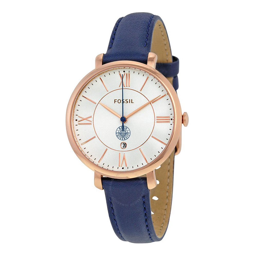 Women's Fossil Navy Kean University Cougars Jacqueline Leather Watch