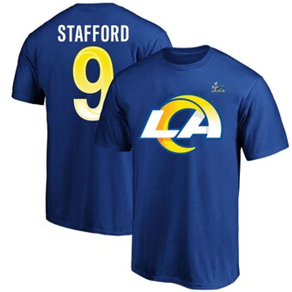 Men's Fanatics Matthew Stafford Royal Los Angeles Rams Super Bowl LVI Big & Tall Name & Number T-Shirt