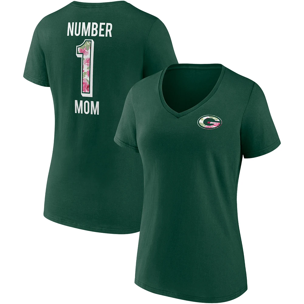 Women's Fanatics Green Green Bay Packers Team Mother's Day V-Neck T-Shirt