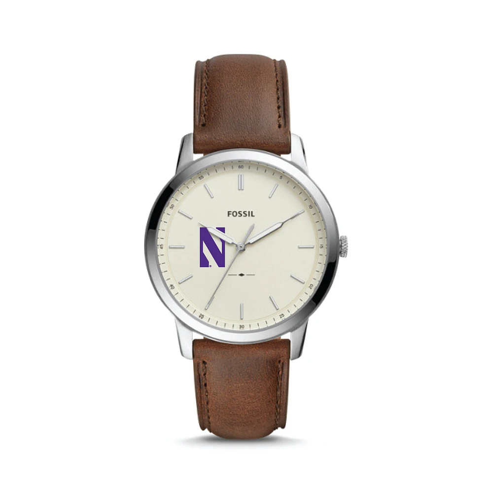 Fossil Northwestern Wildcats The Minimalist Brown Leather Watch