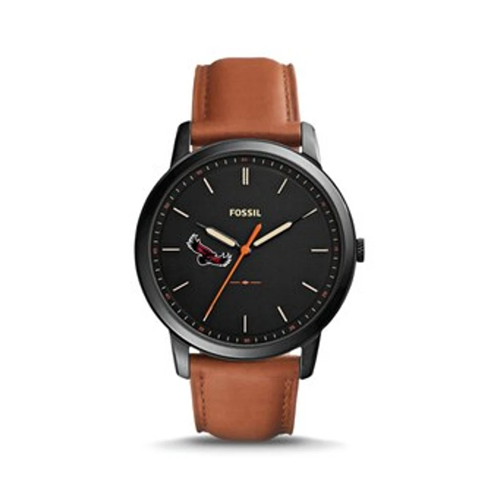 Fossil Saint Joseph's Hawks The Minimalist Slim Light Brown Leather Watch