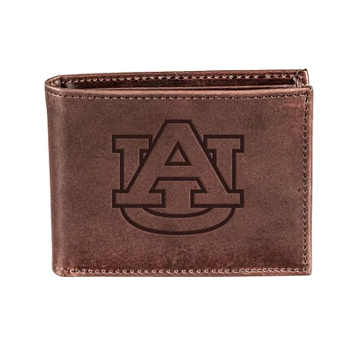 Brown Auburn Tigers Bifold Leather Wallet