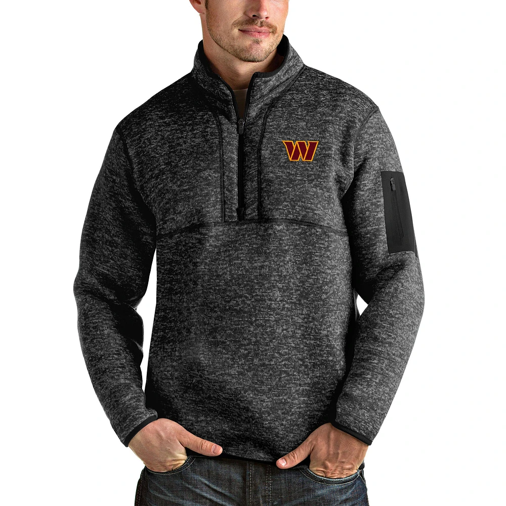 Men's Antigua Heathered Washington Commanders Fortune Quarter-Zip Pullover Jacket