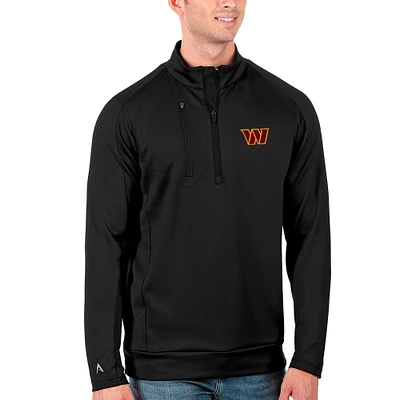 Men's Antigua Black Washington Commanders Generation Quarter-Zip Pullover Top