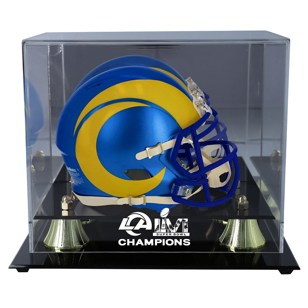 Los Angeles Rams Super Bowl LVI Champions Golden Classic Mini Helmet Display Case