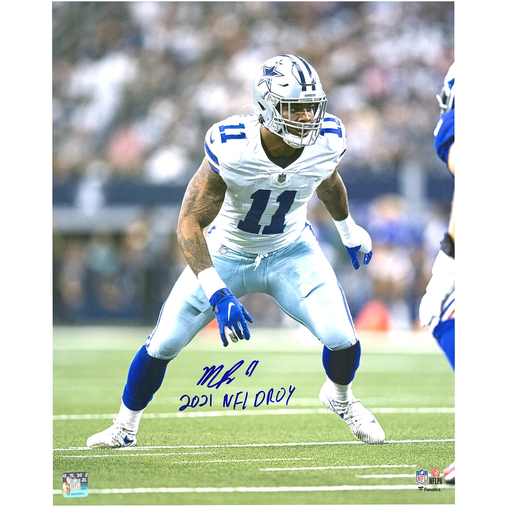 Fanatics Authentic Micah Parsons Dallas Cowboys 2021 NFL Defensive Rookie of the Year Autographed 16'' x 20'' Photograph with "21 NFL DROY" Inscription
