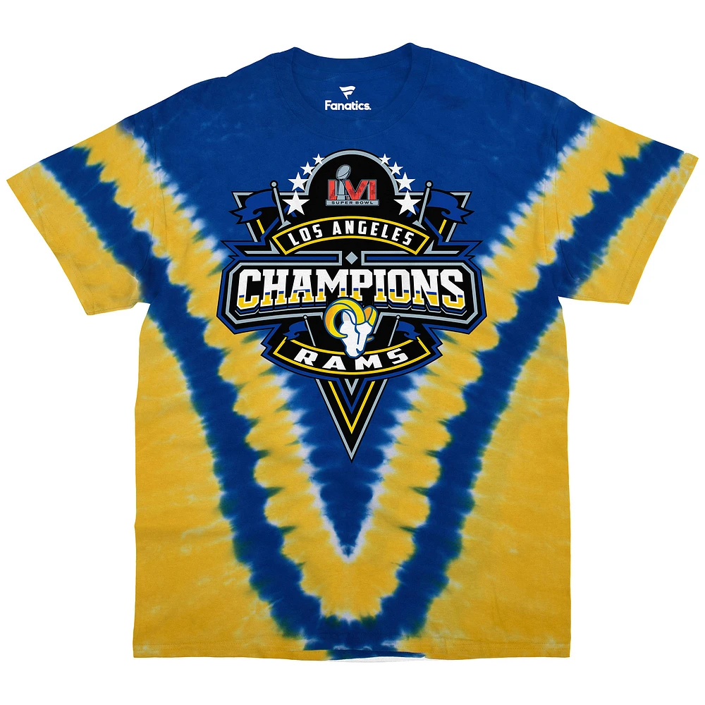 Men's Fanatics Blue Los Angeles Rams Super Bowl LVI Champions V-Dye T-Shirt