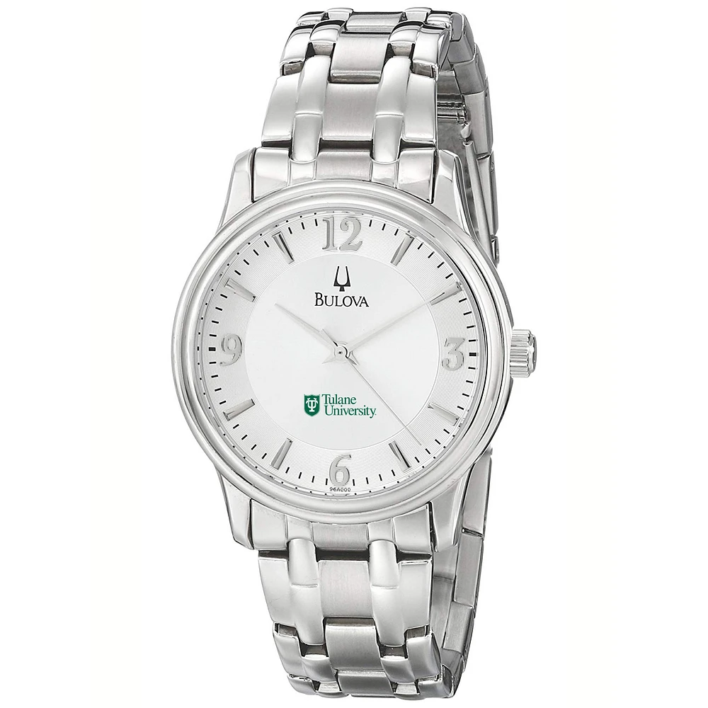 Men's Bulova Silver Tulane Green Wave