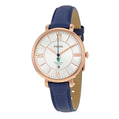 Women's Fossil Navy Manhattan Jaspers Jacqueline Leather Watch