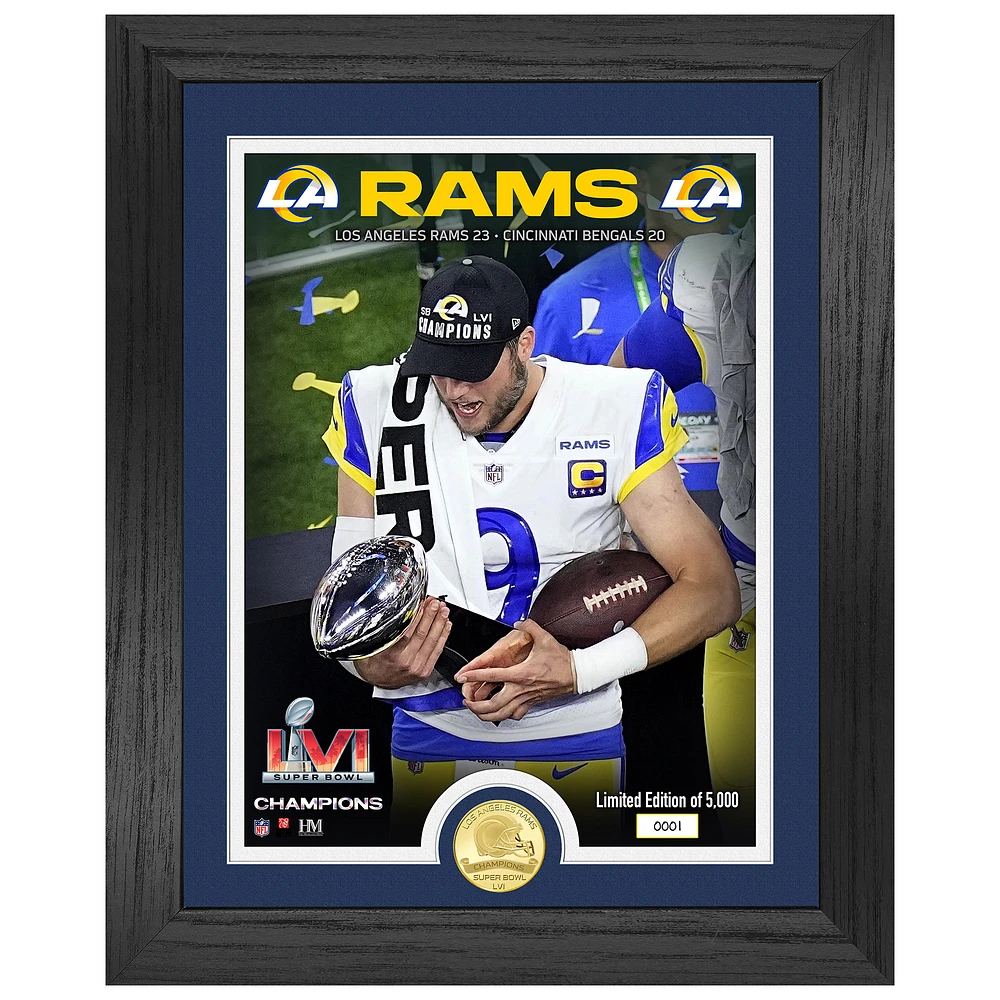 Highland Mint Matthew Stafford Los Angeles Rams Super Bowl LVI Champions 13'' x 16'' Lombardi Trophy Photo Mint