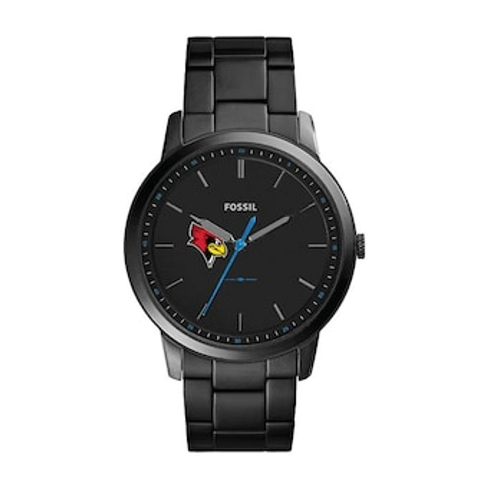 Fossil Black Illinois State Redbirds The Minimalist Slim Stainless Steel Watch