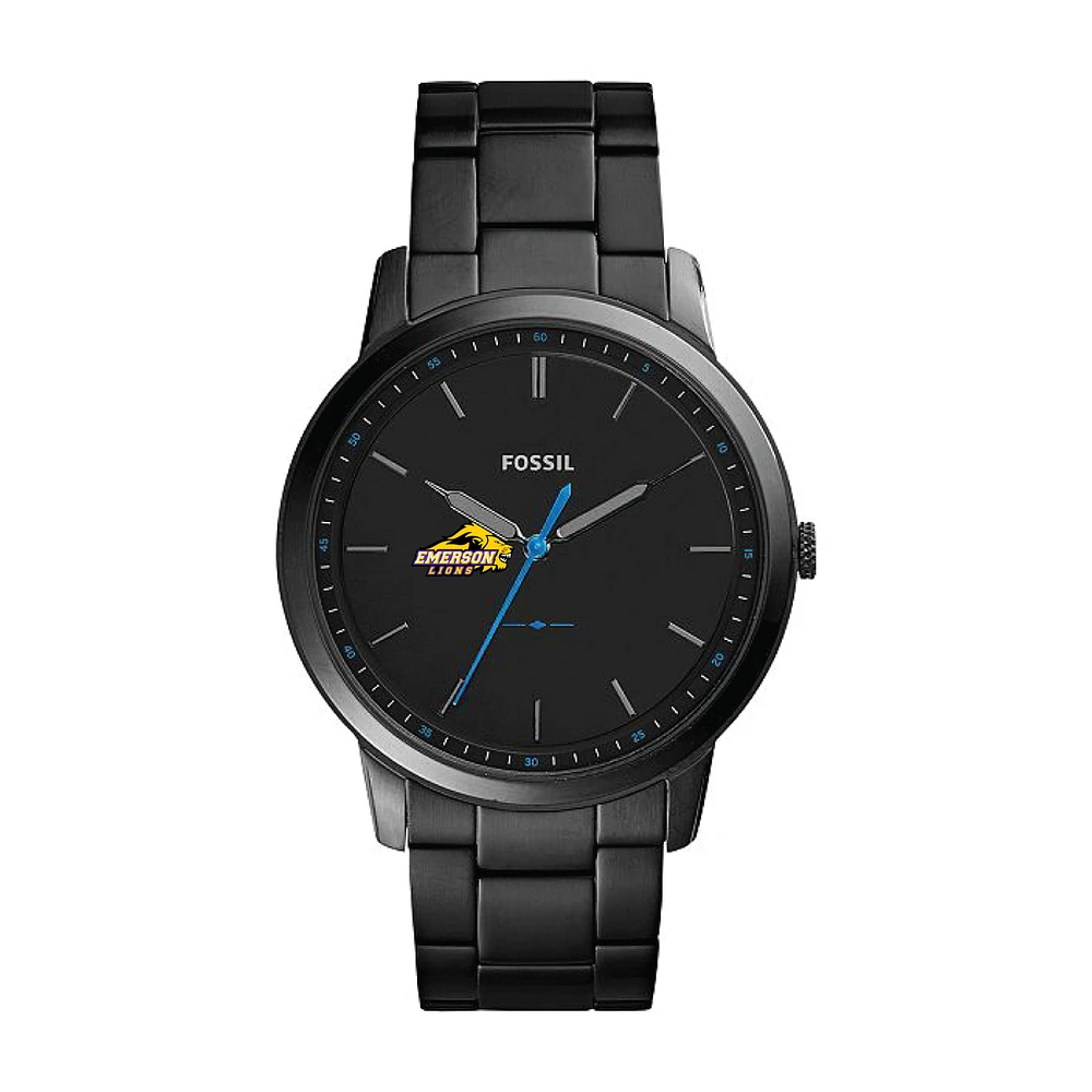 Fossil Black Emerson College Lions The Minimalist Slim Stainless Steel Watch