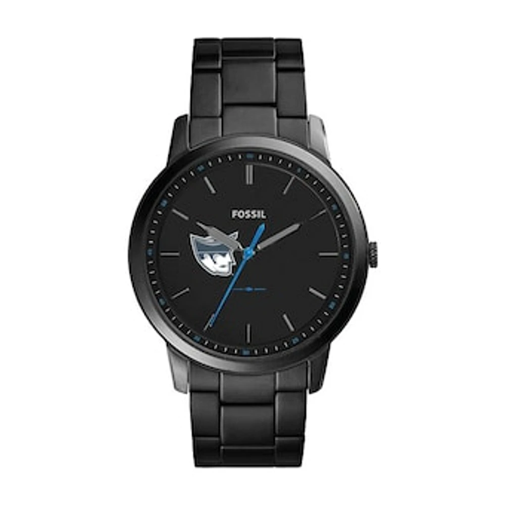 Fossil Black Marietta College Pioneers The Minimalist Slim Stainless Steel Watch