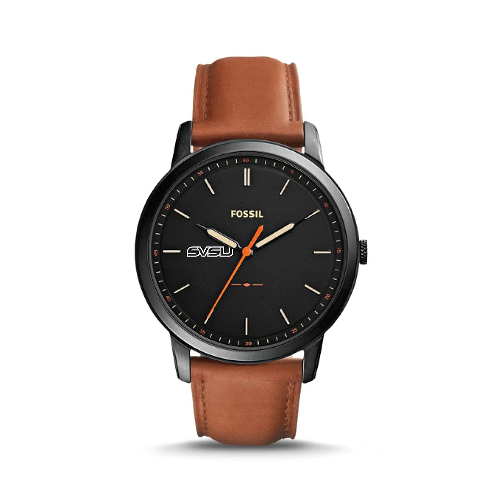 Fossil Saginaw Valley State Cardinals The Minimalist Slim Light Brown Leather Watch