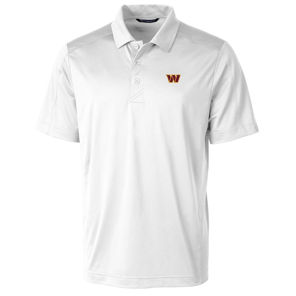 Men's Cutter & Buck White Washington Commanders Prospect DryTec Textured Stretch Polo