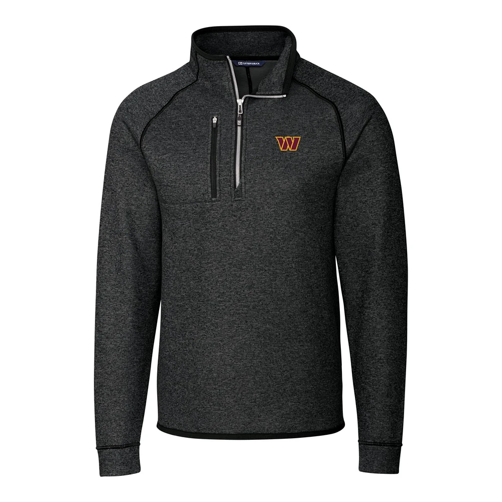 Men's Cutter & Buck Heathered Charcoal Washington Commanders Mainsail Half-Zip Pullover Jacket
