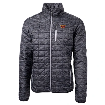 Men's Cutter & Buck Black Washington Commanders Rainier PrimaLoft Printed Full-Zip Puffer Jacket