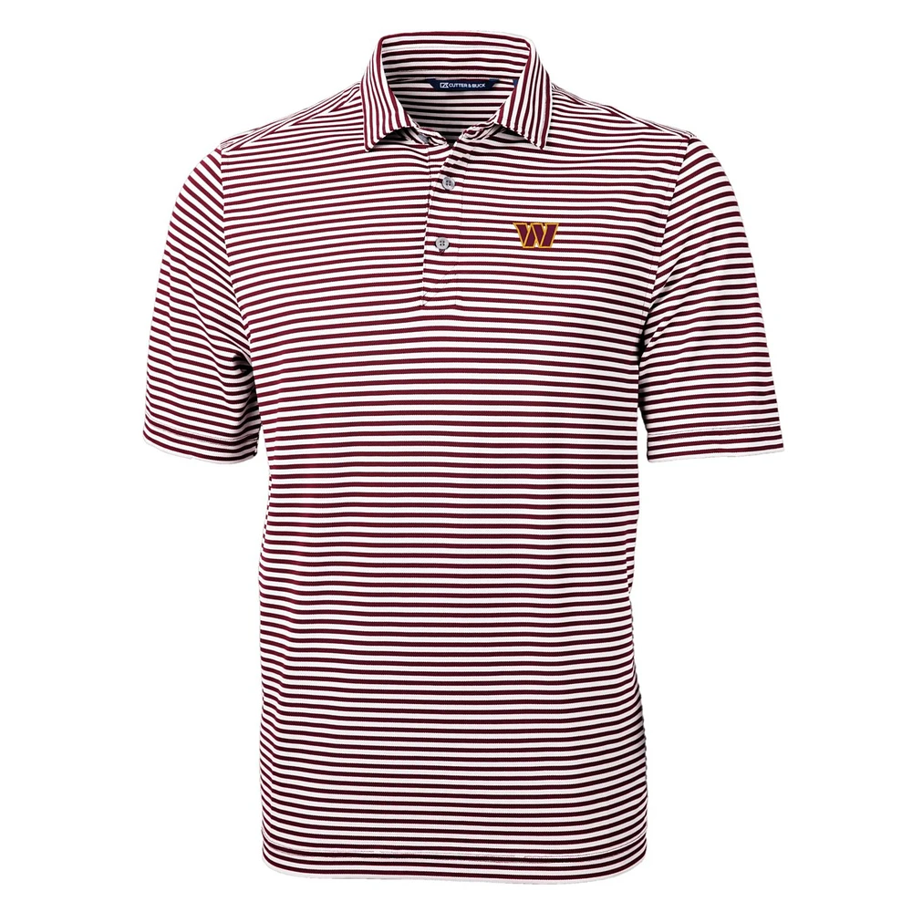 Men's Cutter & Buck Burgundy Washington Commanders Virtue Eco Pique Stripe Polo