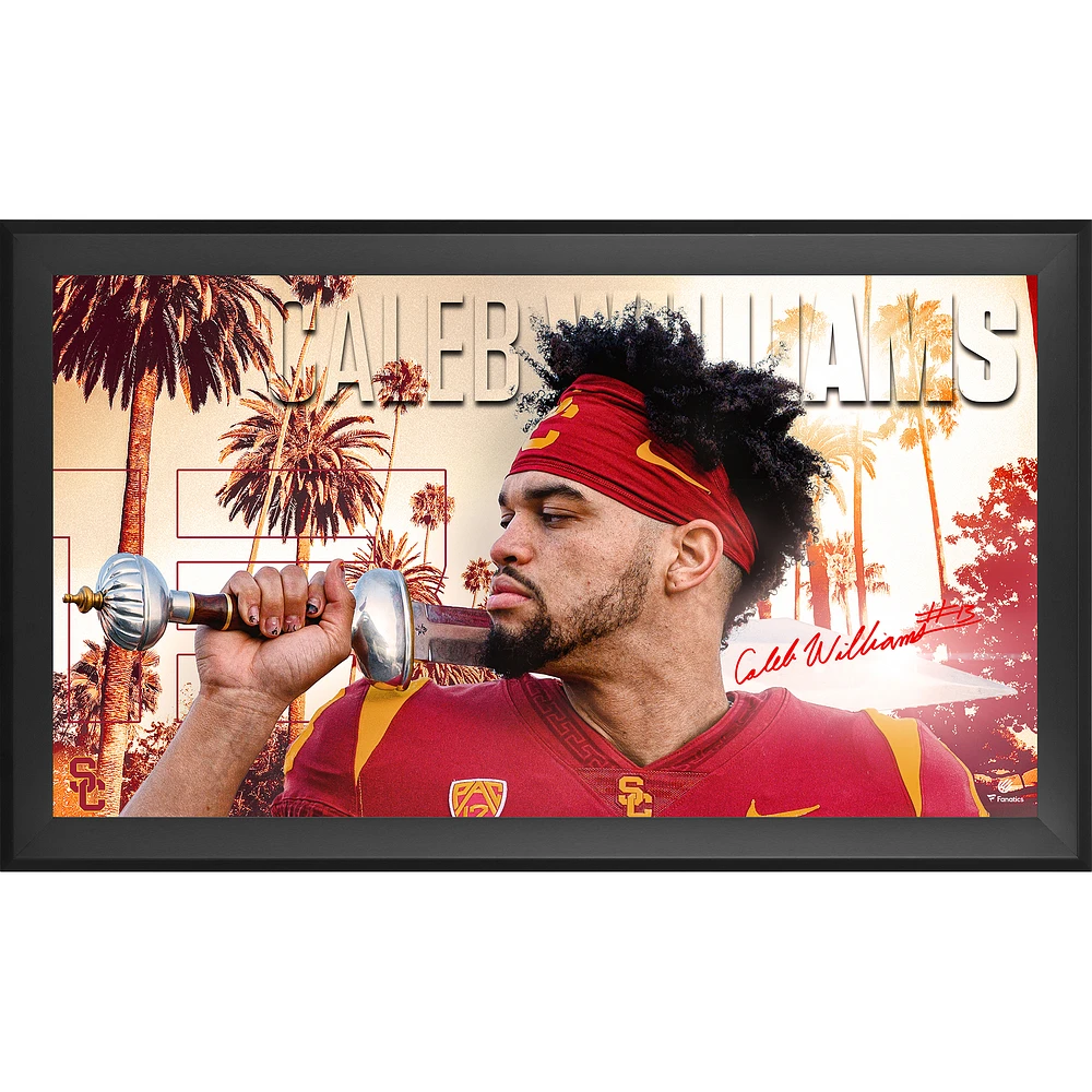Caleb Williams USC Trojans Autographed Framed 20" x 36" Holding Sword Photograph