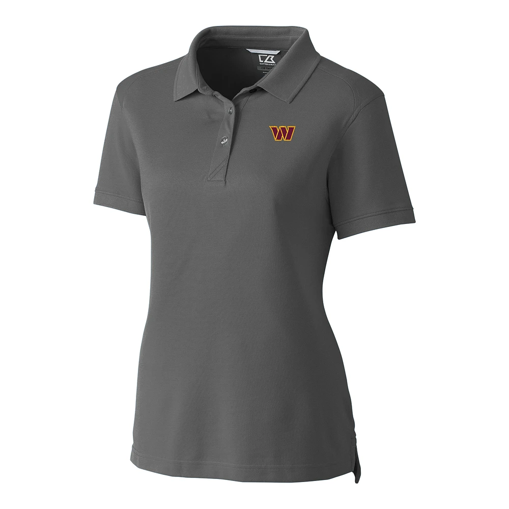 Women's Cutter & Buck Gray Washington Commanders Advantage DryTec Tri-Blend Pique Polo