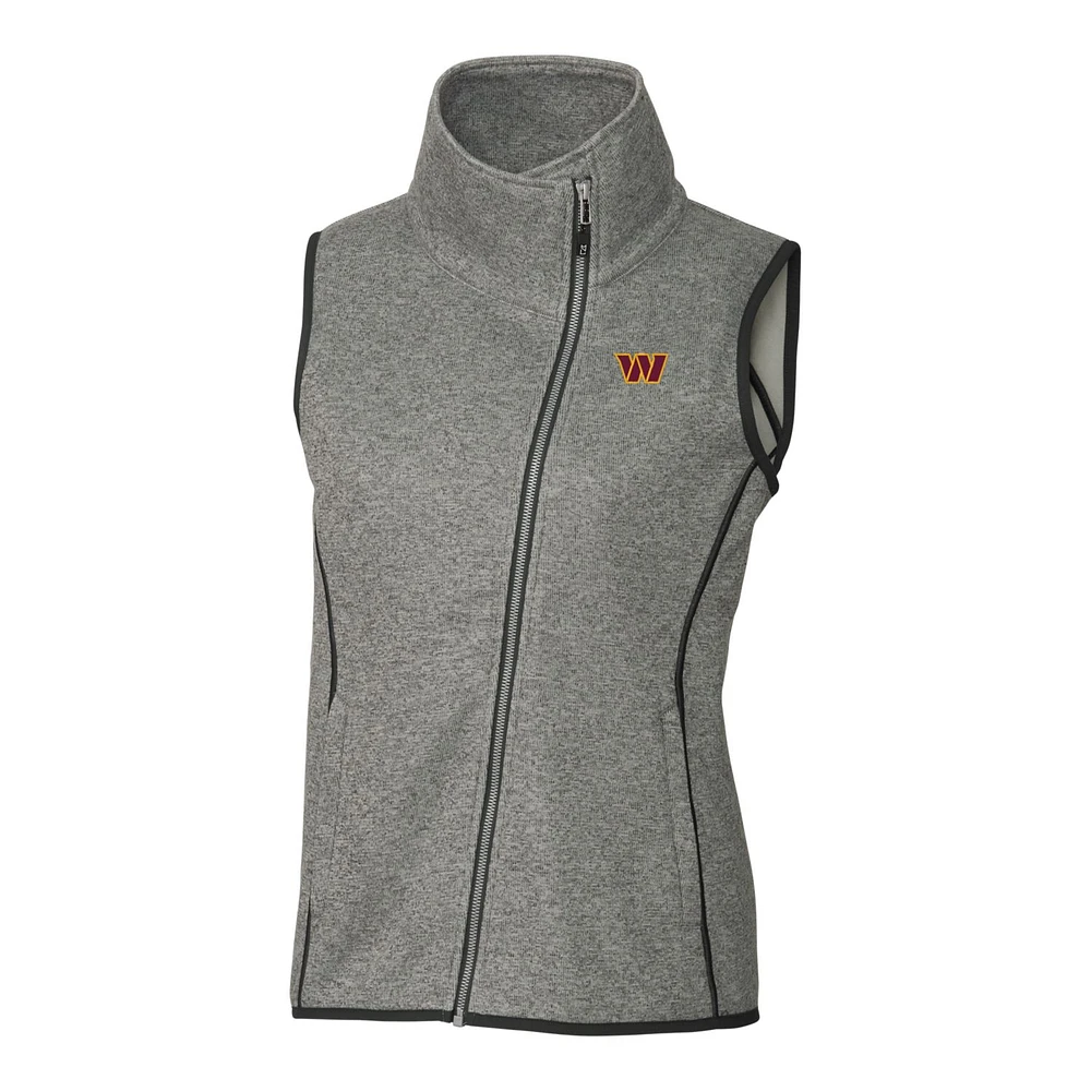 Women's Cutter & Buck Heathered Gray Washington Commanders Mainsail Full-Zip Vest