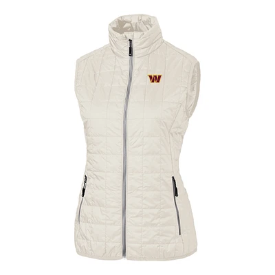 Women's Cutter & Buck Cream Washington Commanders Rainier PrimaLoft Eco Full-Zip Puffer Vest