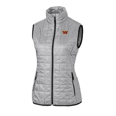 Women's Cutter & Buck Gray Washington Commanders Rainier PrimaLoft Eco Full-Zip Puffer Vest
