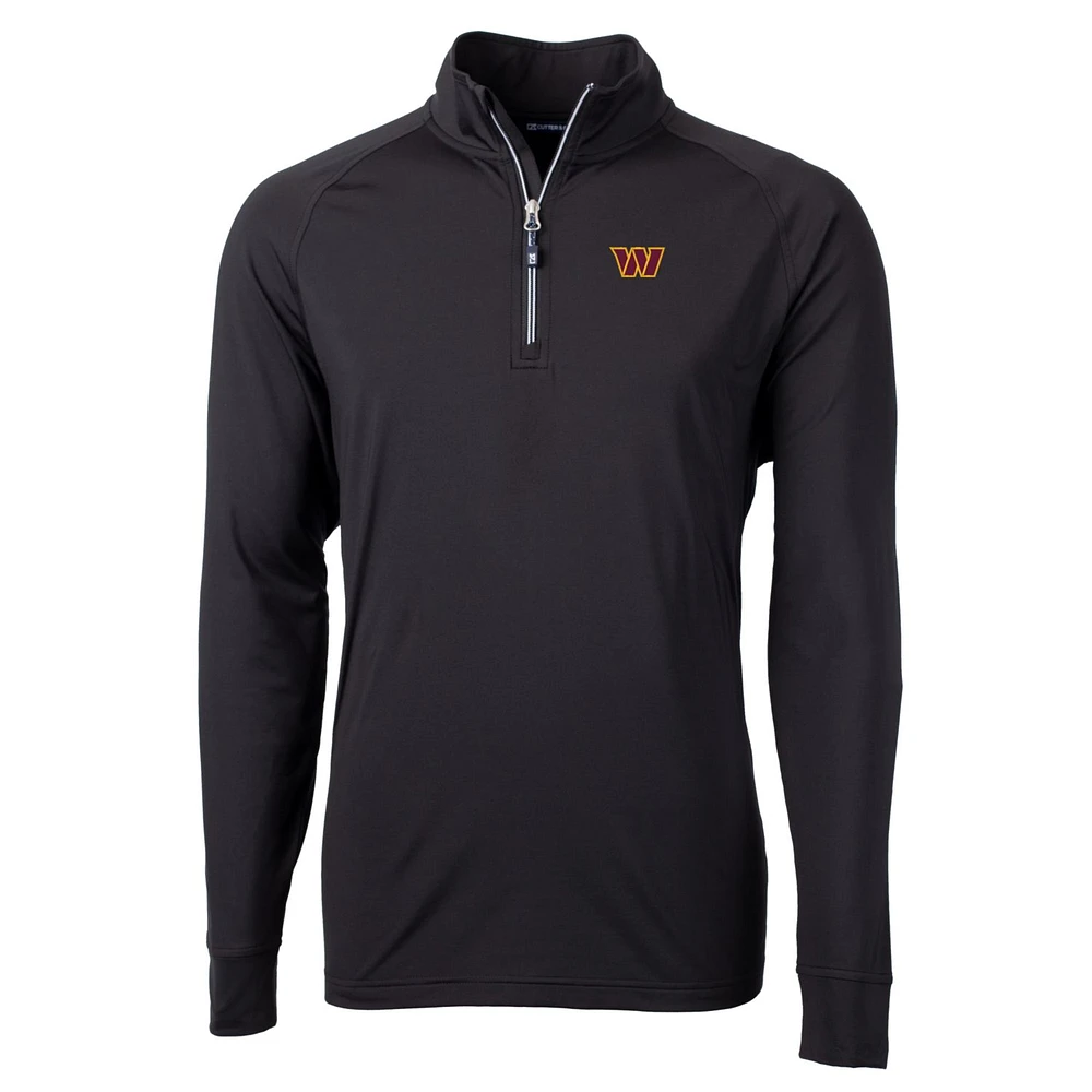 Men's Cutter & Buck Black Washington Commanders Big Tall Adapt Eco Knit Stretch Quarter-Zip Pullover Jacket