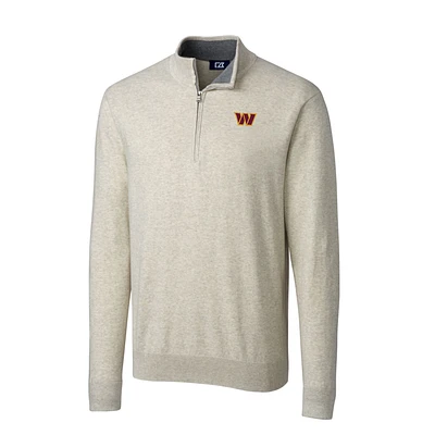 Men's Cutter & Buck Oatmeal Washington Commanders Big & Tall Lakemont Quarter-Zip Pullover Sweater