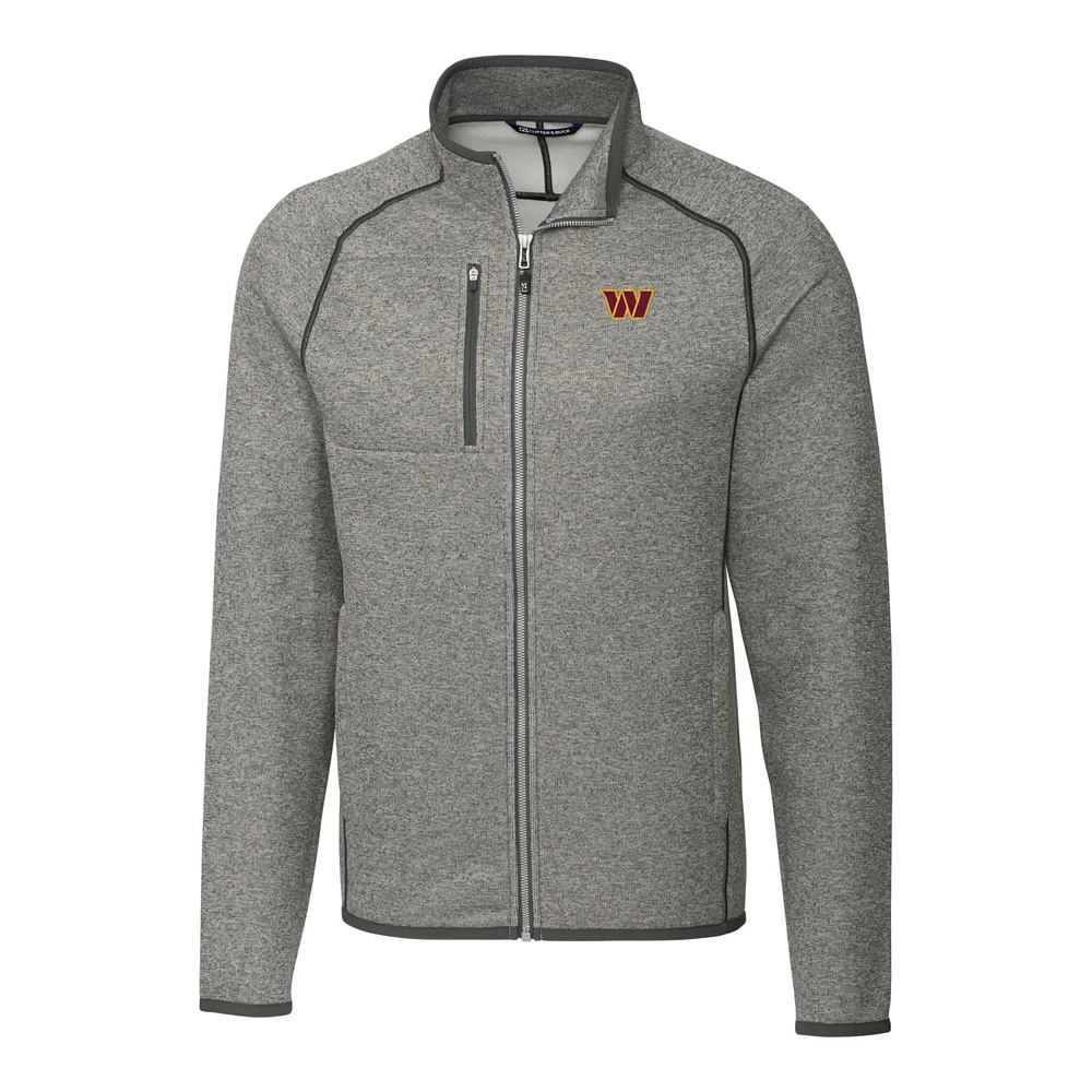 Men's Cutter & Buck Heathered Gray Washington Commanders Big Tall Mainsail Full-Zip Jacket
